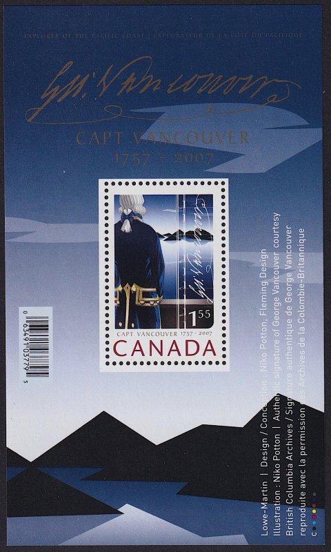 Canada - 2007 - Scott #2219a - MNH souvenir sheet - Explorer George Vancouver