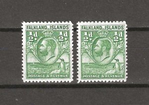 FALKLAND ISLANDS 1929/37 SG 120, 120a MNH