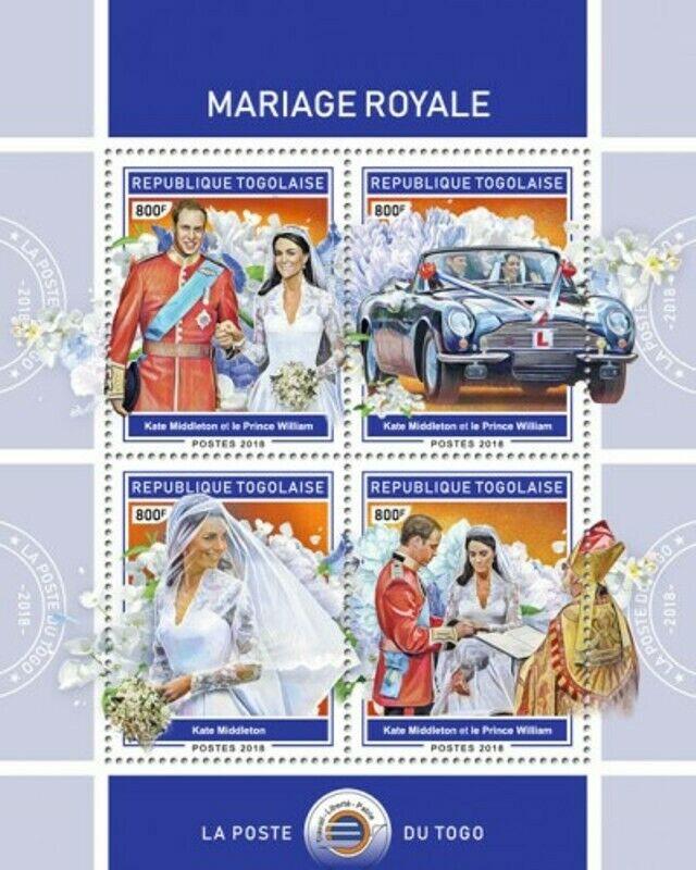 Togo - 2018 British Royal Weddings - 4 Stamp Sheet - TG18409a