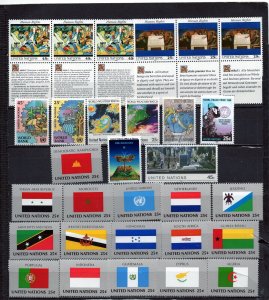 UNITED NATIONS NY 1989 COMPLETE YEAR SET OF 30 STAMPS & 6 SHEETS MNH