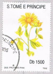 Saint Thomas and Prince Is 1054J Used Yellow Flower (BP2049)