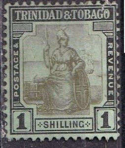 Trinidad 7a (unused? mh, ng) 1sh Britannia, black, grn back (1913)