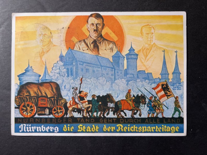 1936 Nazi Germany Postcard Cover Nuremburg No Address Hitler Swatstika