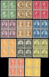 581-91, Set of 11 F-VF NH/LH Blocks of Four VERY FRESH Cat $1421.00 Stuart Katz