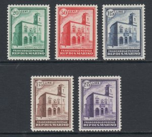 San Marino Sc 134-138 MLH. 1932 General Post Office, complete set, fresh, VLH