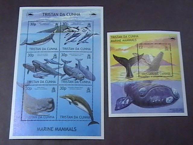 TRISTAN da CUNHA # 718-719-MINT/NH--SHEET OF SIX + SOUVENIR-SHEET---QEII---2002