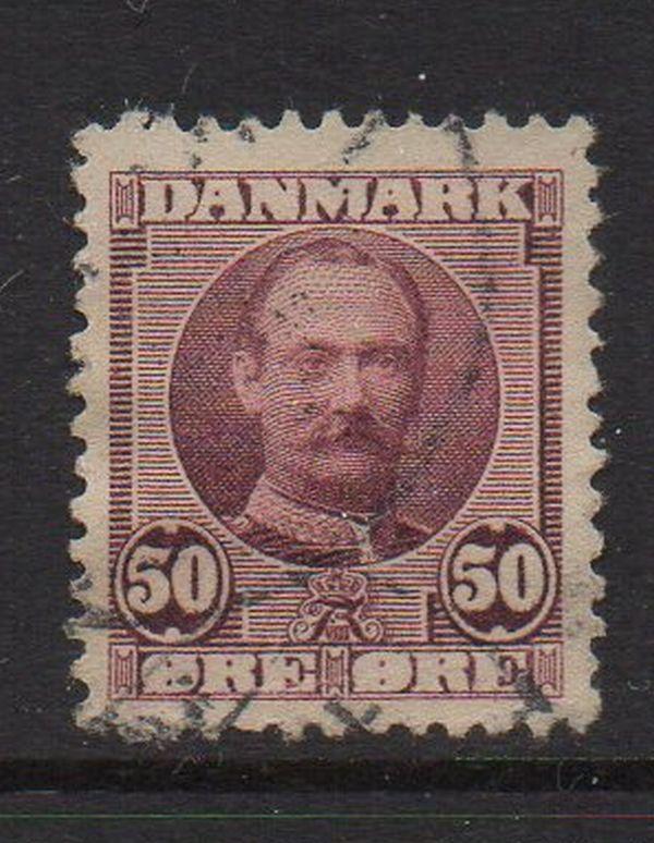 Denmark Sc 77 1907 50 ore claret Frederik VIII stamp used