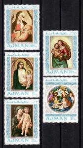 Ajman, Mi cat. 327-331 A. Religious Paintings of Madonna issue. ^