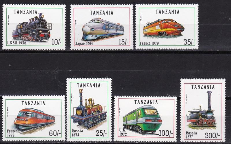 Tanzania 1991 Scott 800-806 Locomotives MNH