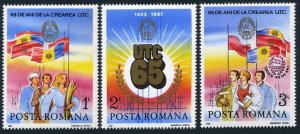 Romania 3431-3433, MNH. Mi 4320-4322. Youth Communists League, 65th Ann. 1987.