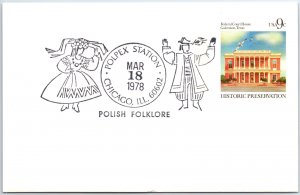 US POSTAL CARD SPECIAL EVENT POSTMARK POLISH FOLKLORE AT POLPEX CHICAGO 1978 T2