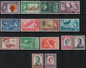 Sarawak 1955 SC 197-211 Set VLH CV $119.80