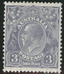 Australia Scott 72 MH* wmk 203, 3p Ultra,1929 KGV CV$35