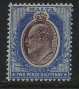 Malta KEVII 1904 2 1/2d ultra & brown violet mint o.g.