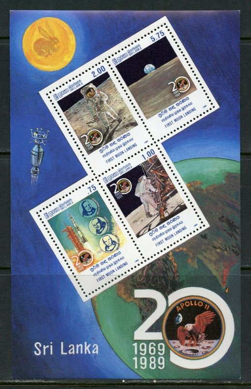 SRI LANKA APOLLO 11 20th ANNIVERSARY OF THE MOON LANDING SOUVENIR SHEET MINT NH