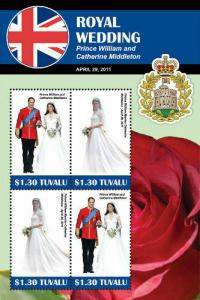 Tuvalu - Royal Wedding - 4 Stamp  Sheet TUV1116H