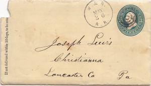 United States U.S. R.P.O.'s W. & R. R.R. 1877 189-A-1  Postal Stationery Enve...