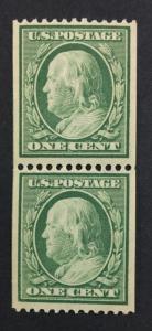 US #348 COIL PAIR MINT OG NH VF/XF $240 LOT #5626