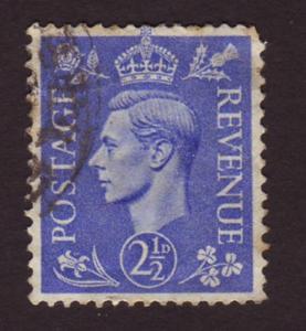 Great Britain 1937 Sc#239, SG#466 2-1/2d Blue KGVI Kings USED.