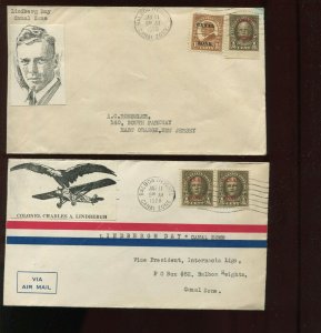 2 BALBOA CANAL ZONE LINDBERGH  DAY  LATIN AMERICA GOODWILL COVERS JAN 11 1928