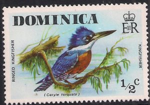 Dominica 1976 QE2 1/2ct Wild Birds Ringed Kingfisher MM SG 523 ( D931 )