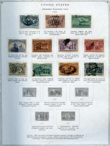 US Scott 230-240 Ten USED values of columbian issue $460.00 ++