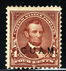 [FE]   1899 Guam Island Scott #4 Mint-VLH ~ US Admin Overprint ~ 4c Lilac Brown