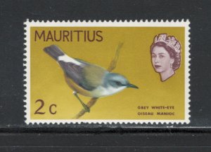 Mauritius 1965 Queen Elizabeth II & Gray White-Eye 2c Scott # 327 MH