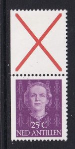 Netherlands Antilles #222a MNH 1979 Juliana 25c + red cross from Booklet