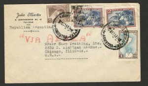 ARGENTINA TO USA - TRAVELED AIRMAIL LETTER - MAP - FRUITS - 1955.