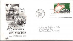 FDC 1963 SC #1232 Artcraft Cachet - Wheeling, W. VA - Single - F76363