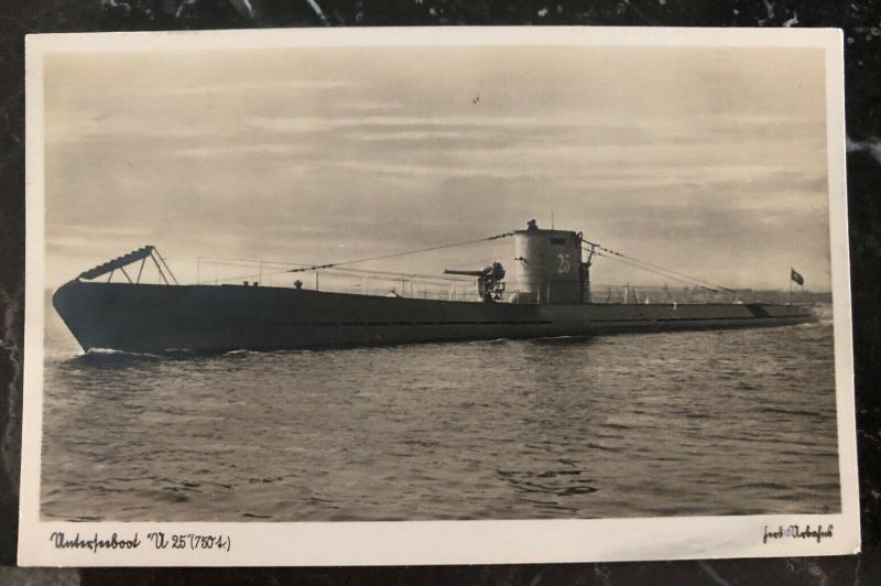 1937 Kiel Germany RPPC Real Picture Postcard Cover Submarine U Boat 25 To Hambur