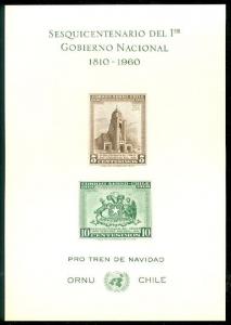 CHILE : 2 Better Souvenir Sheets. Very Fine, Mint No Gum as Issued.