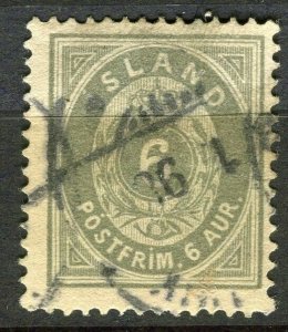 ICELAND; 1870s early classic issue used Shade of 6aur. value