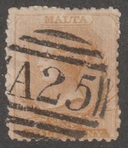 Malta, stamp, Scott#5,  used, hinged,  one half penny, A25 postmark-