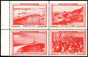 1930's US Poster Stamp Long Island, N.Y. Montauk Yacht Club, Block/4 MNH