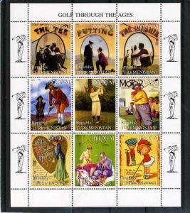 Turkmenistan 1999 GOLF Through The Ages Sheet Perforated MInt (NH)