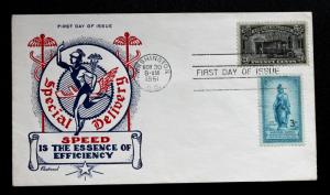 US Special Delivery Cover FDC US #E19 Fleetwood 10/30/1951 Washington DC