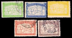 VENEZUELA #137-141 MAP ISSUES OF 1896 - USED & NEW - FINE+ - CV $64.75 (E#9774)