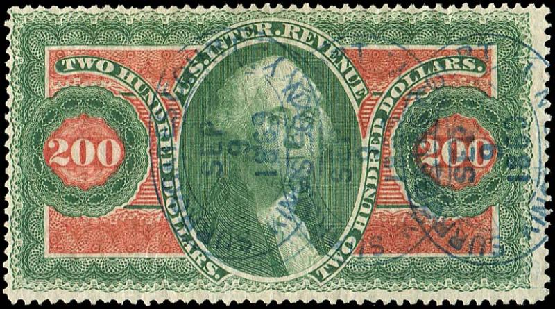 USA #R102c 1864 FIRST ISSUE $200 GREEN & BLACK :: Fresh a...