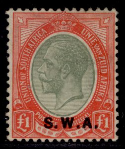 SOUTH WEST AFRICA GV SG57, £1 pale olive-green & red, M MINT. Cat £120.