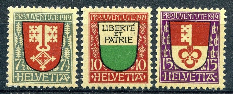 SWITZERLAND 1919 PRO JUVENTUTE SCOTT B12-B14 PERFECT MNH