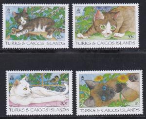 Turks & Caicos Islands # 1144, 1145, 1147 & 1148, Domestic Cats, NH