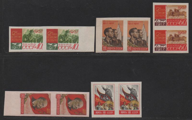 $Russia Sc#1998-2002 M/NH/XF, complete set, imperforate pairs, CV. $25