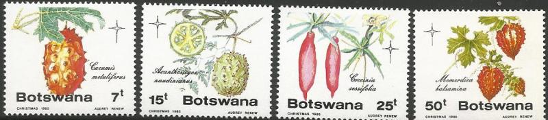 BOTSWANA 372-375, HINGED, C/SET OF 4 STAMPS, EDIBLE WILD CUCUMBERS, 1985