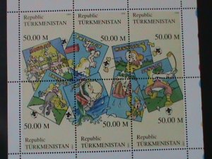 TURKMENISTAN-1999- SEVEN DAYS ACTIVITIES-LOVELY-CARTOON- -MNH MINI SHEET-VF