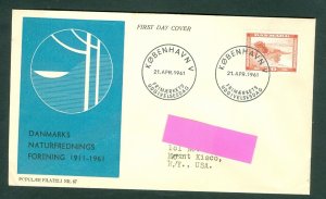 Denmark. 1961 FDC Cachet. Nature Preservation Sc# 381. Engr: Jacobsen. Adr:USA