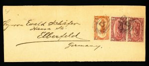 [USA] 1898 Wrapper: New York to Elberfeld, Germany:  4¢ SC 287 + pair of 2¢ 286