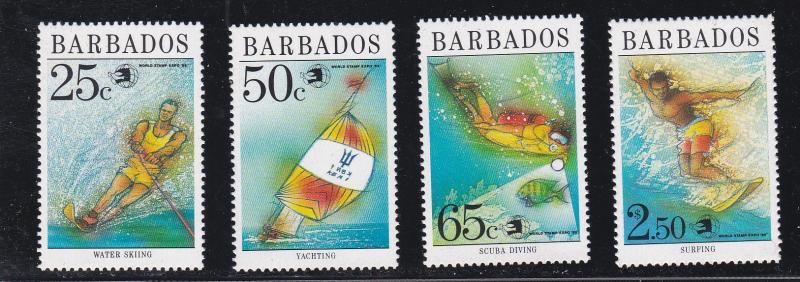 Barbados # 769-772, Water Sports, NH, 1/2 Cat.