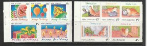 1991 New Zealand - Sc 1048a,1053a - MNH VF - 2 panes of 5 - Greetings